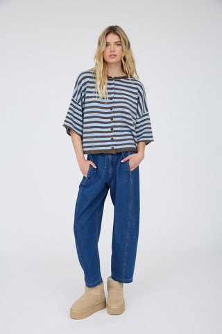 Blu Pepper Drawstring Barrel Jeans