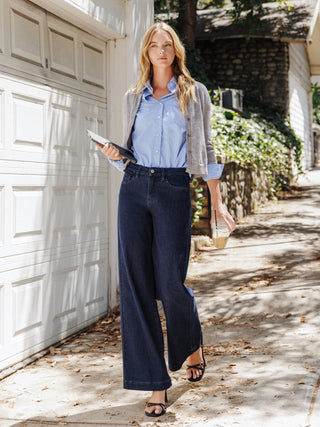 Flying Monkey High Rise Trouser Hem Wide Leg Jeans