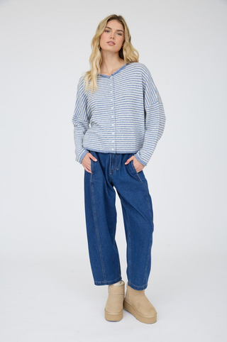 Blu Pepper Striped Drop Shoulder Cardigan