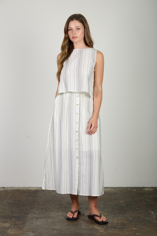 Blu Pepper Side Button Stripe Top