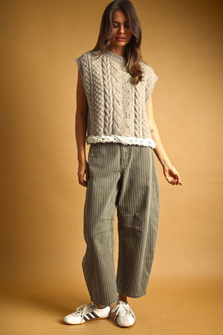 Miou Muse Pinstripe Barrel Pants