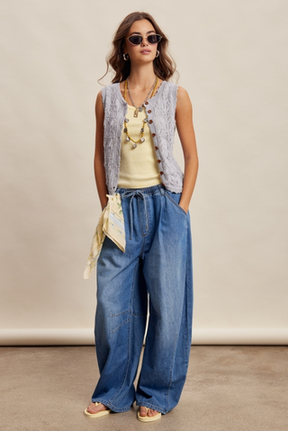 Listicle Wide Leg Barrel Jeans
