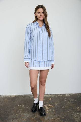 Blu Pepper Contrast Cuff Button Up