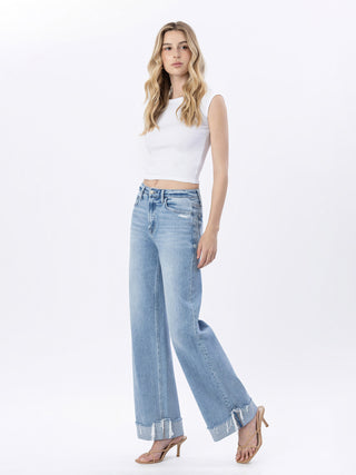 Flying Monkey Super High Rise Cuffed Wide Leg Jeans