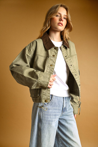 Miou Muse Contrast Collar Barn Jacket