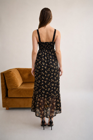 Blu Pepper Floral Lace Trim Midi Dress