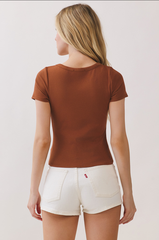 Final Touch Ribbed Square Neck Tee