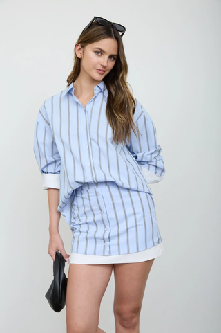 Blu Pepper Contrast Cuff Button Up