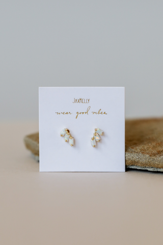 JaxKelly Opal Offset Trio Socialite Earrings