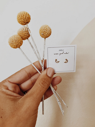 JaxKelly Minimalist Moon Earrings