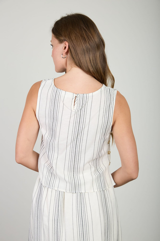 Blu Pepper Side Button Stripe Top