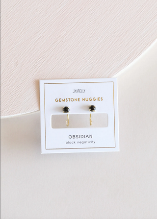 JaxKelly Obsidian Huggie Earrings