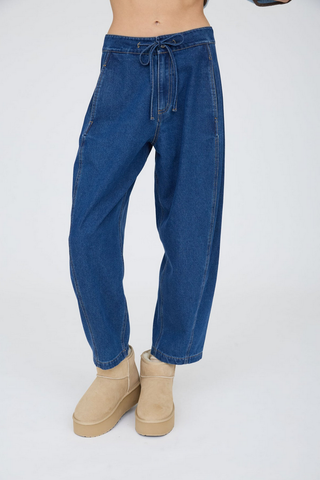 Blu Pepper Drawstring Barrel Jeans