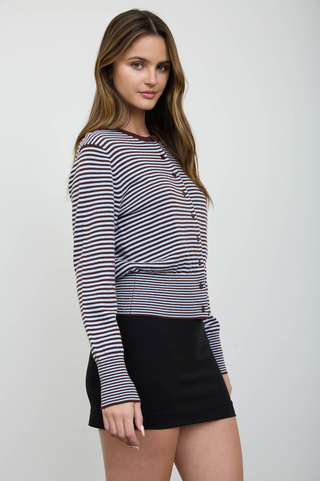 Blu Pepper Ribbed Cuff Striped Cardi