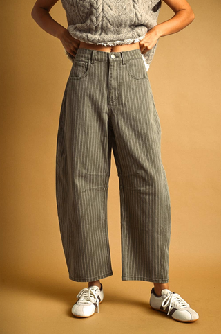 Miou Muse Pinstripe Barrel Pants