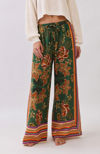 Oddi Wide Leg Border Print Pants