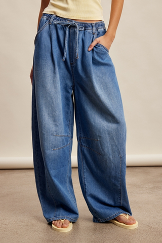 Listicle Wide Leg Barrel Jeans