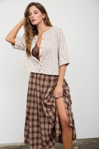 Blu Pepper Marled Short Sleeve Cardi