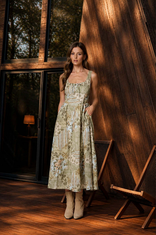Blu Pepper Mixed Print Corset Dress