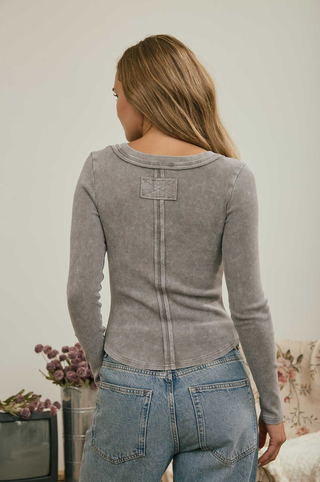 Blu Pepper Ribbed & Washed Henley