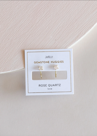 JaxKelly Rose Quartz Huggie Earrings