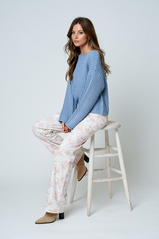 Blu Pepper Rolled Hem Pullover Sweater