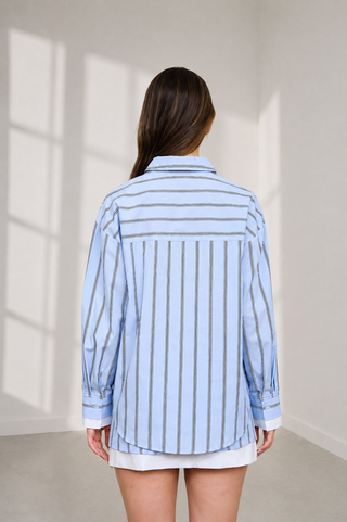 Blu Pepper Contrast Cuff Button Up