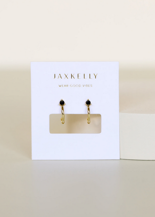JaxKelly Black CZ Open Mini Hoop Earrings