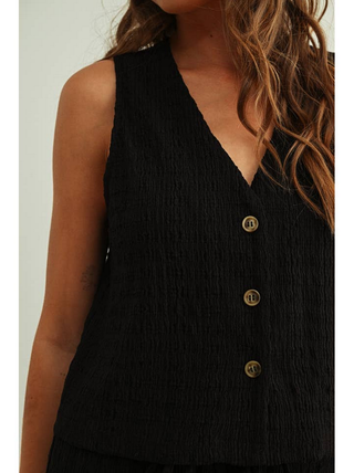Miou Muse Crinkled Button Up Vest