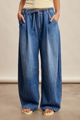 Listicle Wide Leg Barrel Jeans