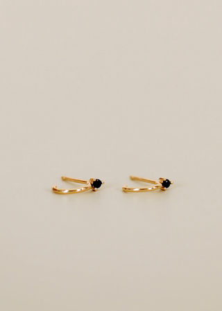 JaxKelly Black CZ Open Mini Hoop Earrings