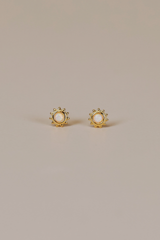 JaxKelly Sun Stud White Opal Earrings
