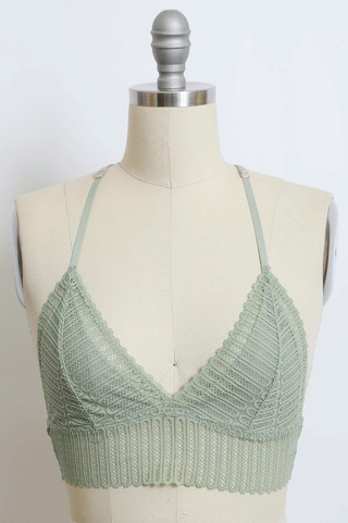 Leto Accessories Ribbed Lace Boho Racerback Bralette