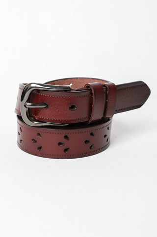 Leto Leather Belt with Petal Design