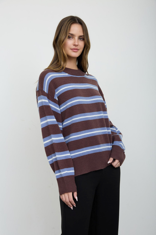 Blu Pepper Double Stripe Crew Sweater