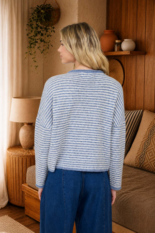 Blu Pepper Striped Drop Shoulder Cardigan