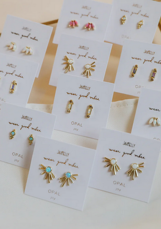 JaxKelly Sun Ray Earrings Fire Opal
