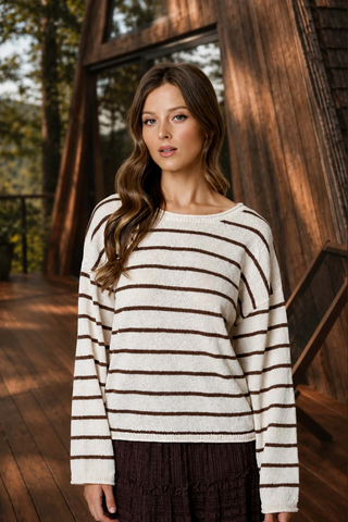 Blu Pepper Rolled Hem Stripe Sweater
