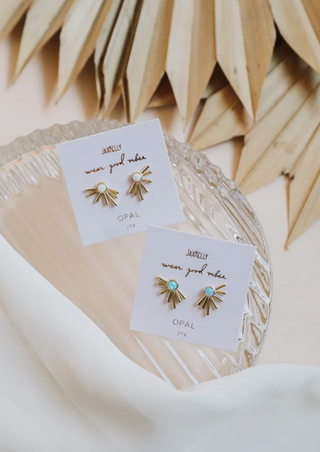 JaxKelly Sun Ray Earrings Fire Opal
