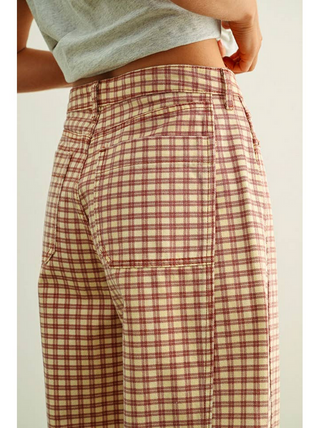 Miou Muse Mini Checker Barrel Pants