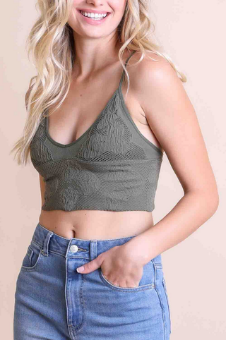 Leto Floral Textured Padded Bralette