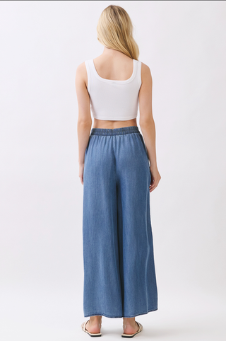 Final Touch Wide Leg Chambray Pants
