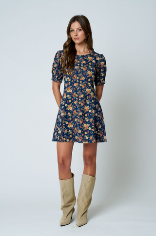 Blu Pepper Floral Denim Dress