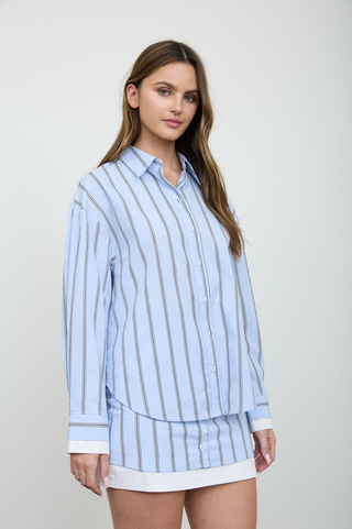 Blu Pepper Contrast Cuff Button Up
