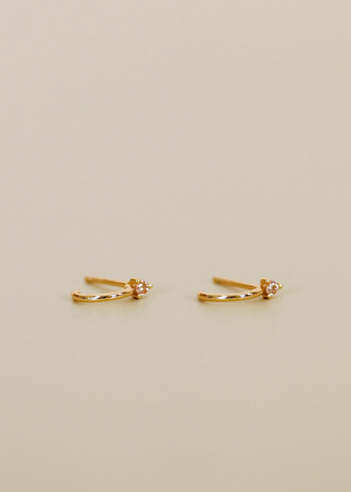 JaxKelly Champagne CZ Open Mini Hoop  Earrings