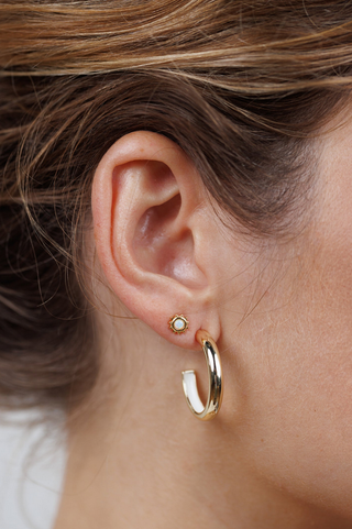 JaxKelly Sun Stud White Opal Earrings