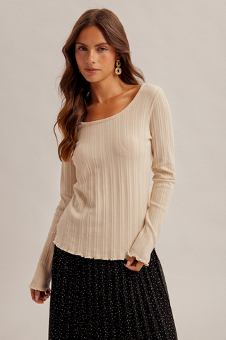 Hem & Thread Long Sleeve Lettuce Hem Top