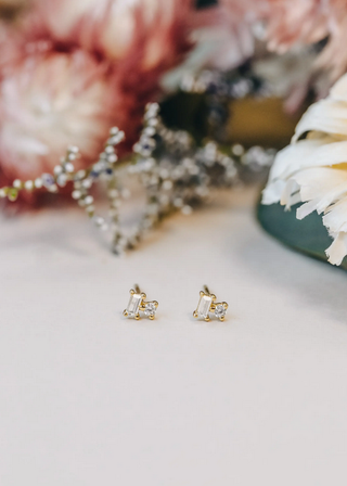 JaxKelly CZ Double Stud Stack Earrings