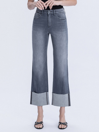 Flying Monkey High Rise Cuffed Slim Wide Jeans