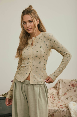 Blu Pepper Floral Waffle Knit Top